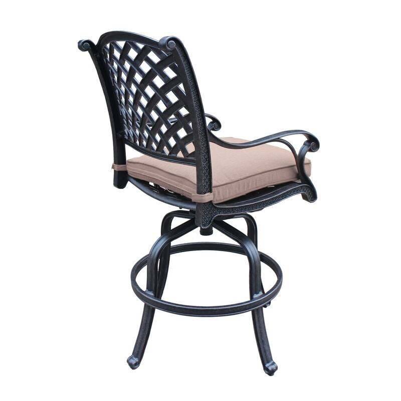 Cast Aluminum Counter Stool With Cushion, Set of 2