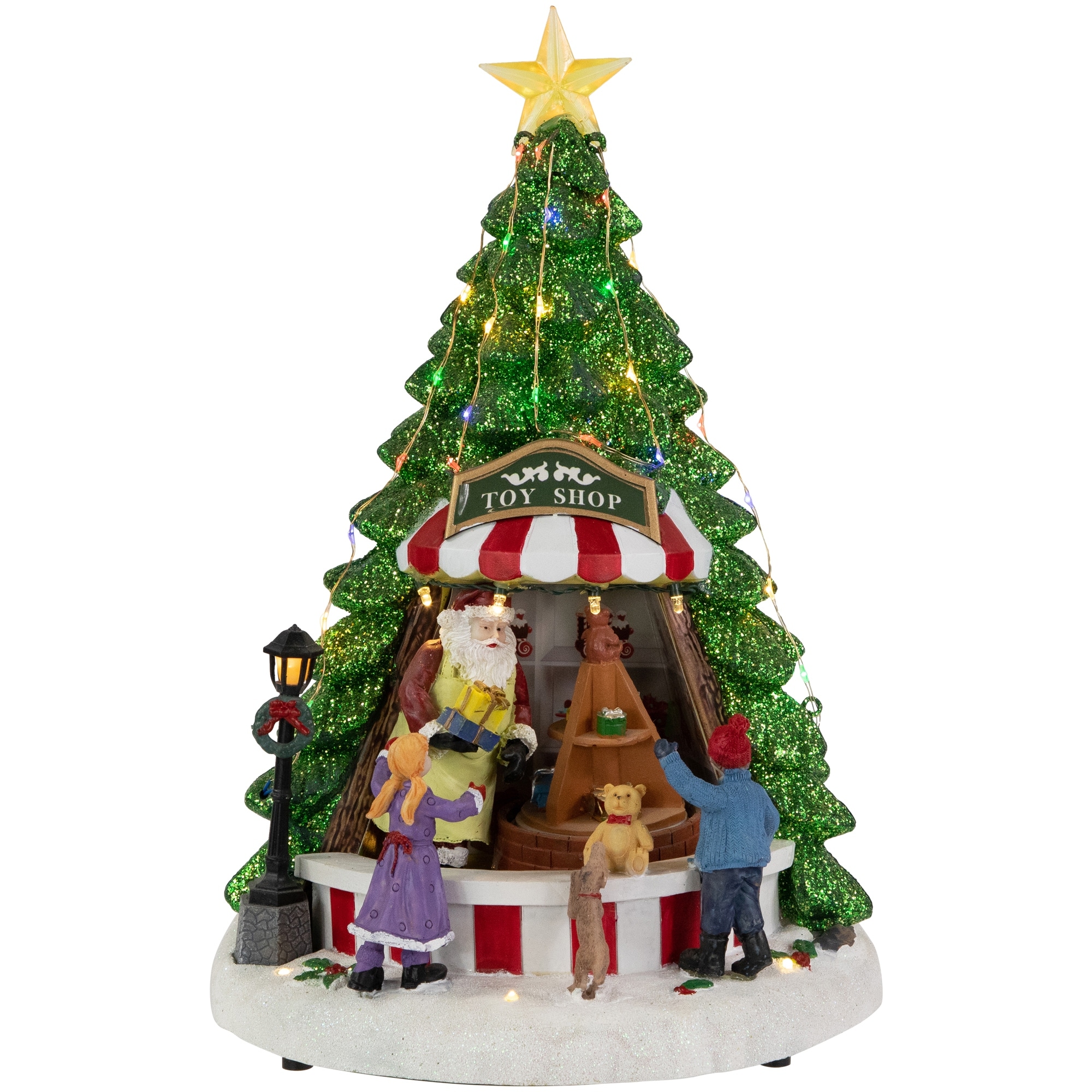 13" LED Animated Musical Santa's Toy Shop Christmas Village Display