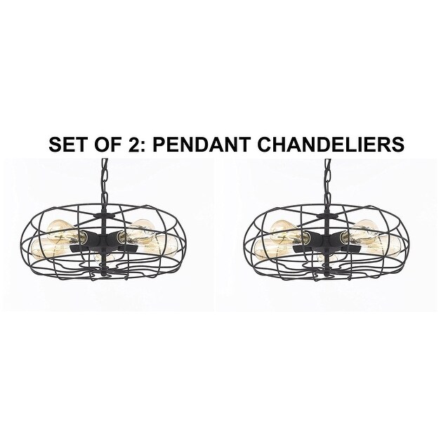 Set of 2 - Vintage Barn Metal Pendant Chandelier Industrial Rustic - Chandeliers For Bedrooms by Overstock.com