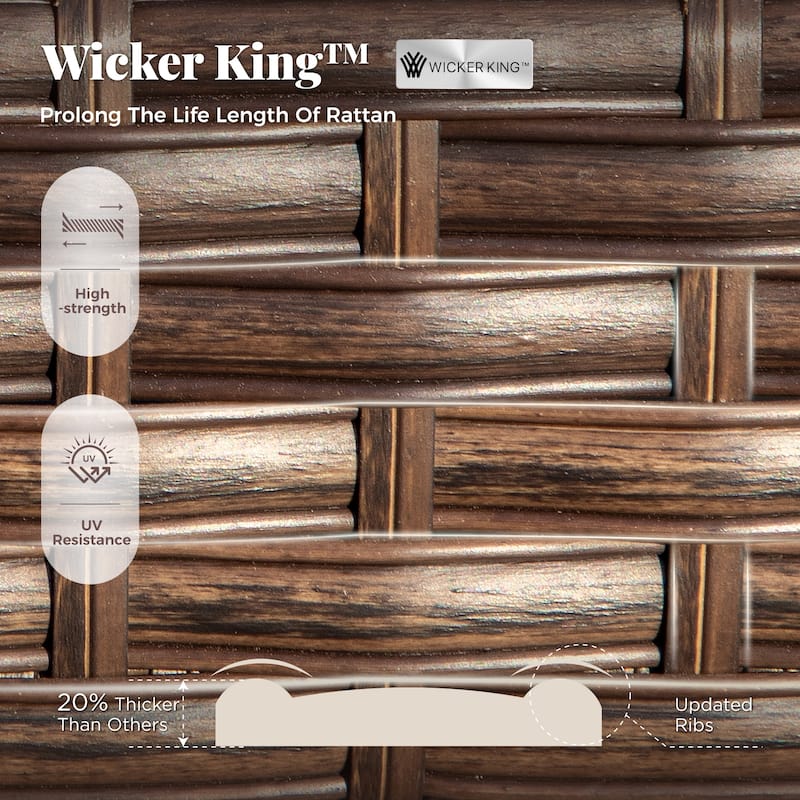 MAISON ARTS 5-Seat Outdoor Patio Furniture Sets, 2 x Cushioned Chairs, 1 x 3-Seat Sofa with Marbling Coffee Table