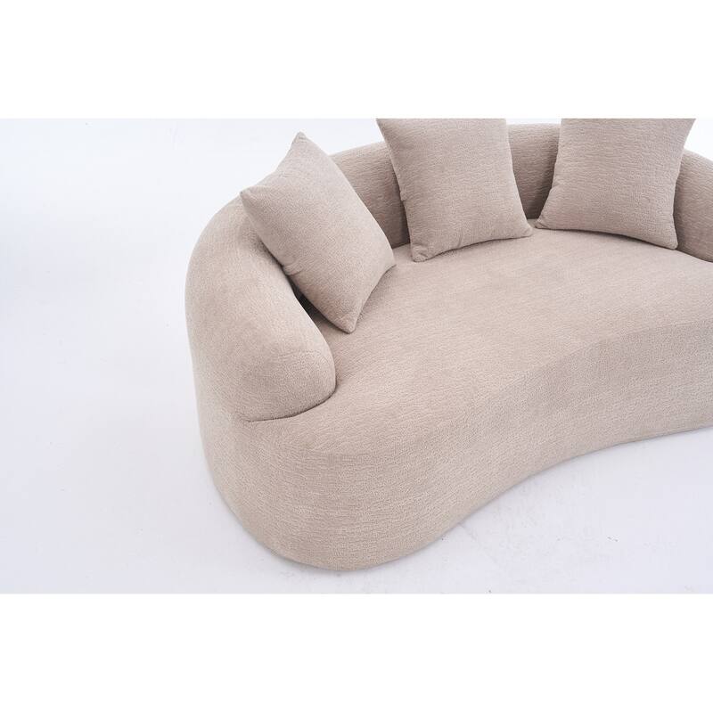 Curved Loveseat White Full Compression Sponge Sofa