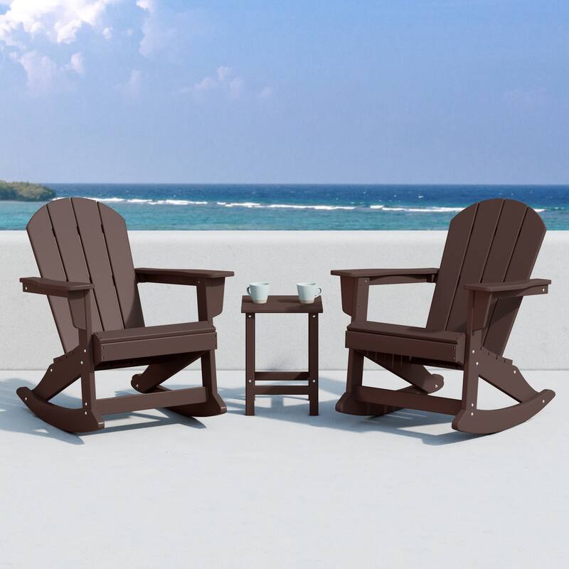 Laguna Hdpe All Weather Outdoor Patio Rocking Chairs With Side Table (3-Piece Set)