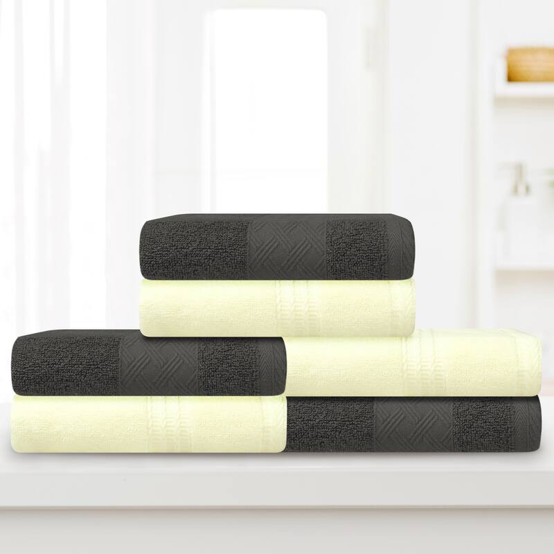 Cotton Hand Towels Set, Highly Absorbent and Quick Drying, Multi-Purpose Towel for Camping, Hotel, Spa 14" x 30" Yellow