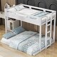 preview thumbnail 1 of 20, Twin over Full Solid Wood Bunk Bed with Built-in Ladder White