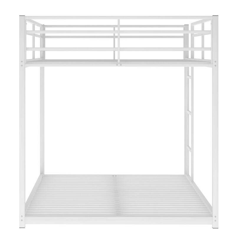 Full over Full Metal Bunk Bed, Low Bunk with Ladder, Sturdy Frame and Full-Length Guardrail, Ideal for Small Spaces