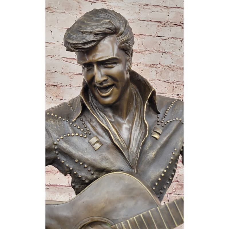 Elvis Presley Playing Guitar Bronze Bust Statue Sculpture Signed Original 24 Inches X 26 Inches