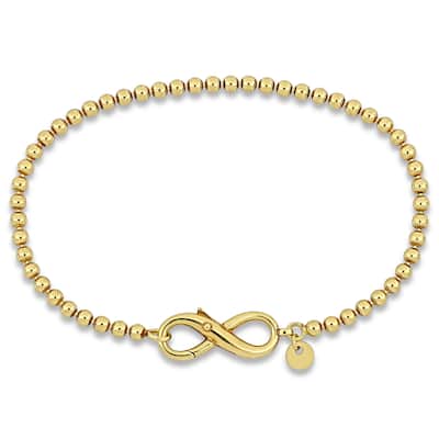 Miadora Ball Link Bracelet with Infinity Clasp in Yellow Sterling Silver