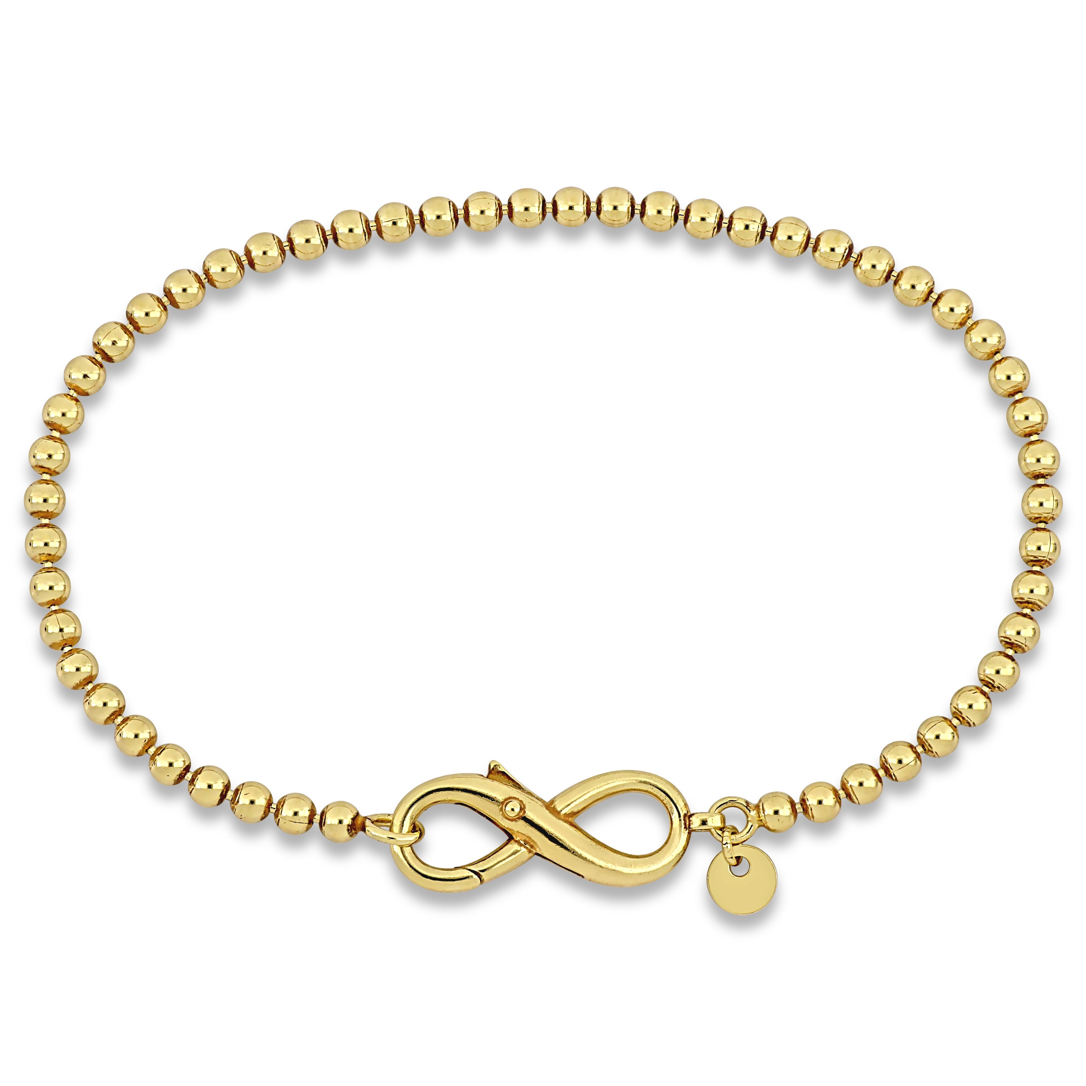 Miadora Ball link Bracelet with Infinity Clasp in Yellow Sterling Silver