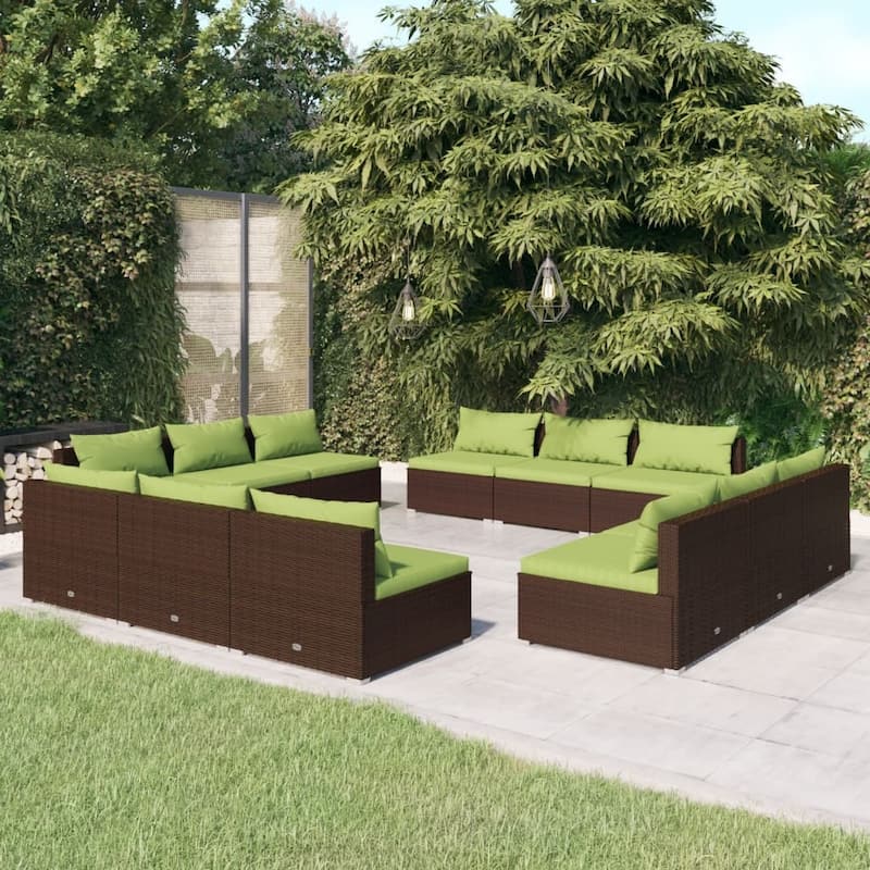 vidaXL Patio Lounge Set Outdoor Sectional Sofa Set Table Garden Poly Rattan