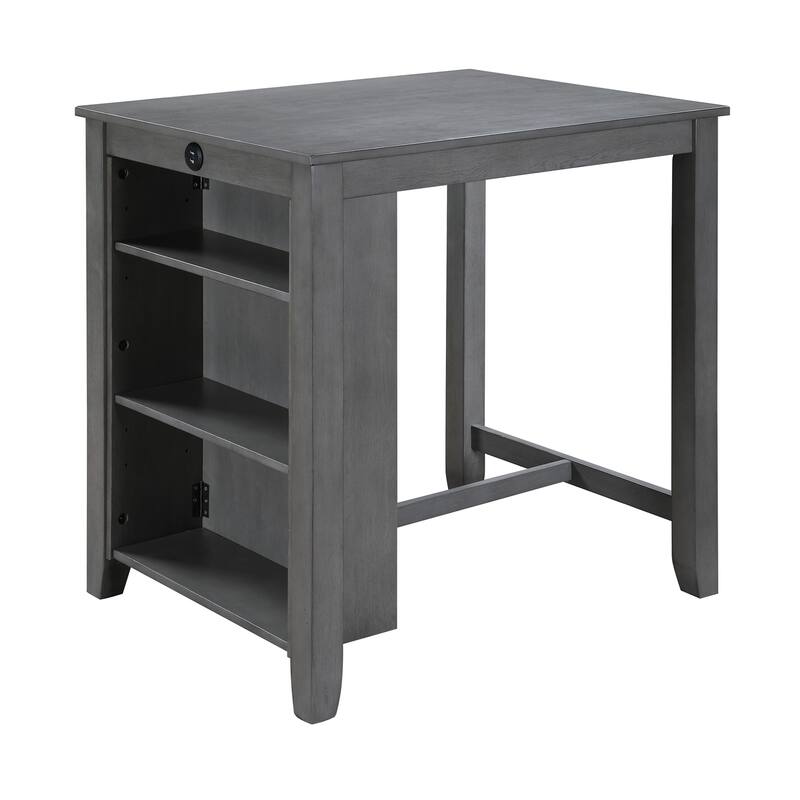 3-Piece Counter Height Dining Table with Shelves and 2 Chairs