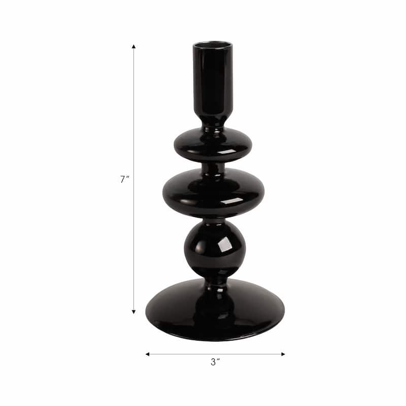 Sculptural Glass Candle Holder with Rounded Accent Base - Modern Tabletop Candle Holder for Any Room