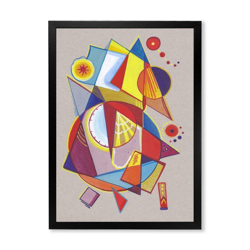 Designart "Cubic Abstract Circles Restangles II" Modern Framed Art