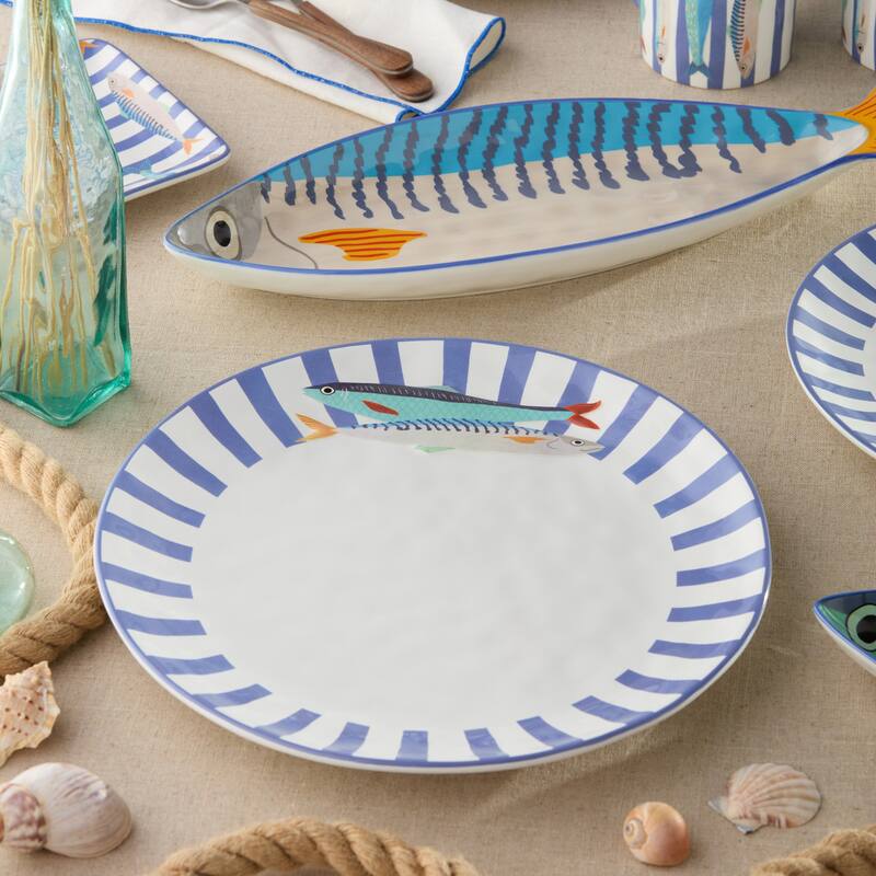 Certified International Something Fishy 9" Soup/Cereal Bowls, Set of 4 - 13.00"L x 13.00"W x 1.25"H