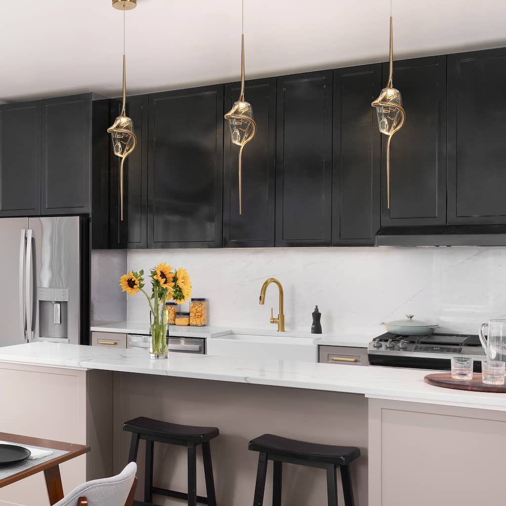 Modern Gold LED 1-Light Pendant Light with Art Deco for Kitchen Island