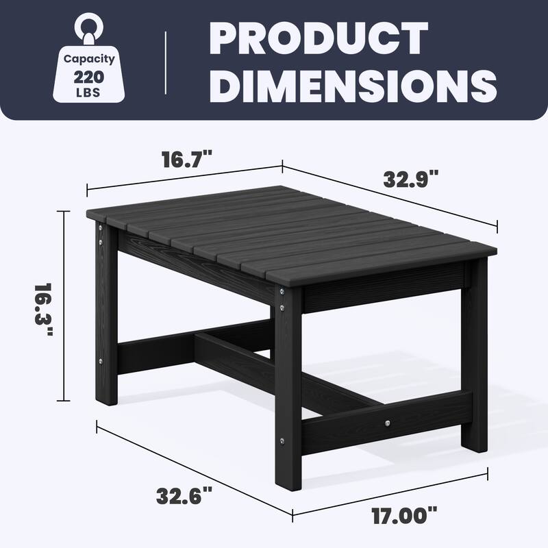 Outdoor Patio HDPE Rectangle Coffee Table