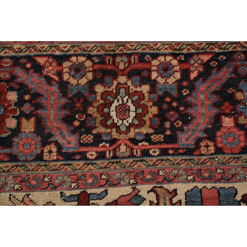 Hand Knotted Oriental 100% Wool Carpet Traditional Floral Red Heriz (serapi) Area Rug - 11' 5'' X 9' 7''