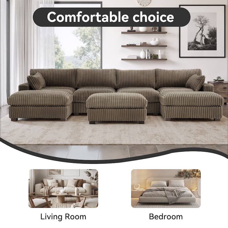 6-Piece 118.4"W Plush Oversized Modular Sectional Sofa Set