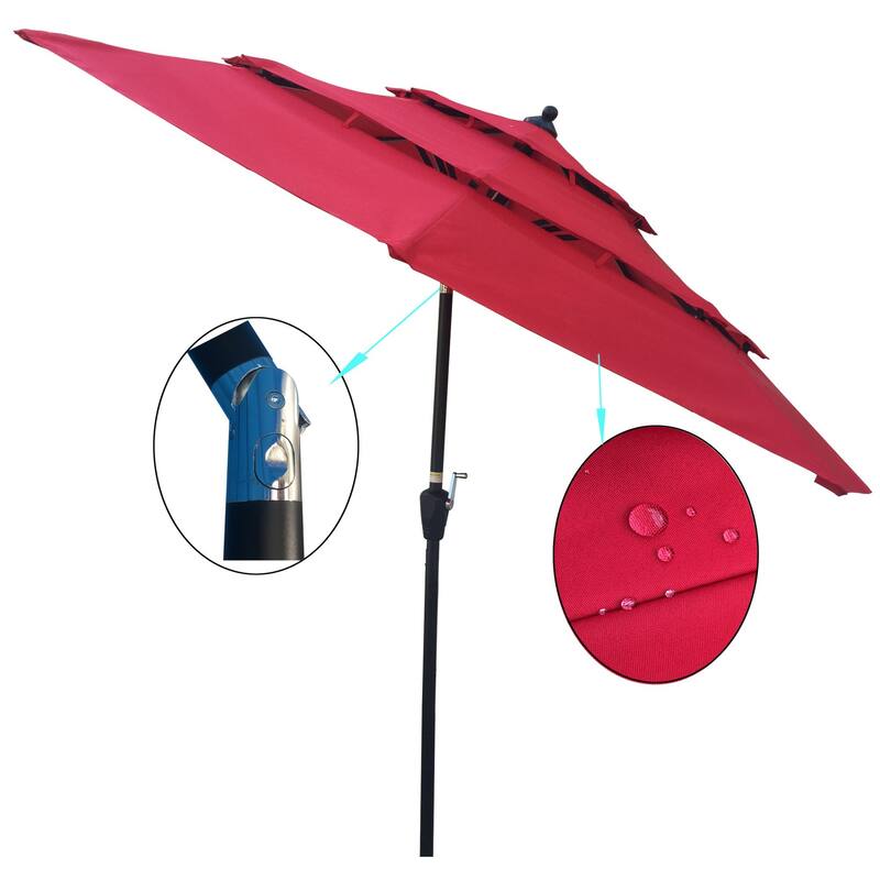 Clihome 9Ft 3-Tiers Outdoor Patio Umbrella
