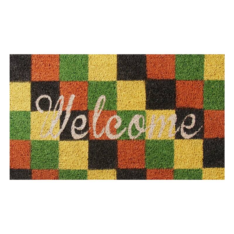 Rubber-Cal "The Colors of Autumn" - Checkerboard Fall Welcome Mat 15mm X 18" X 30"