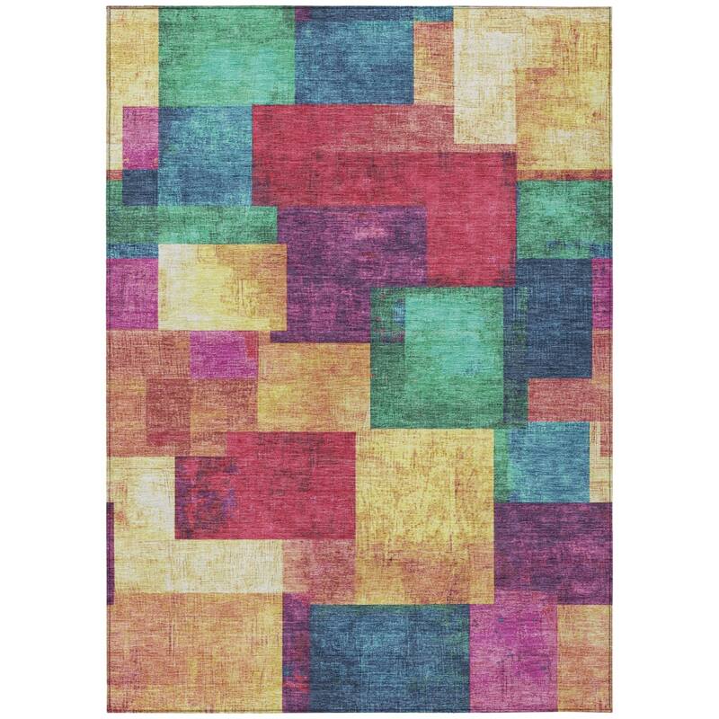 HomeRoots Geometric Traditional Rectangle Outdoor Rug