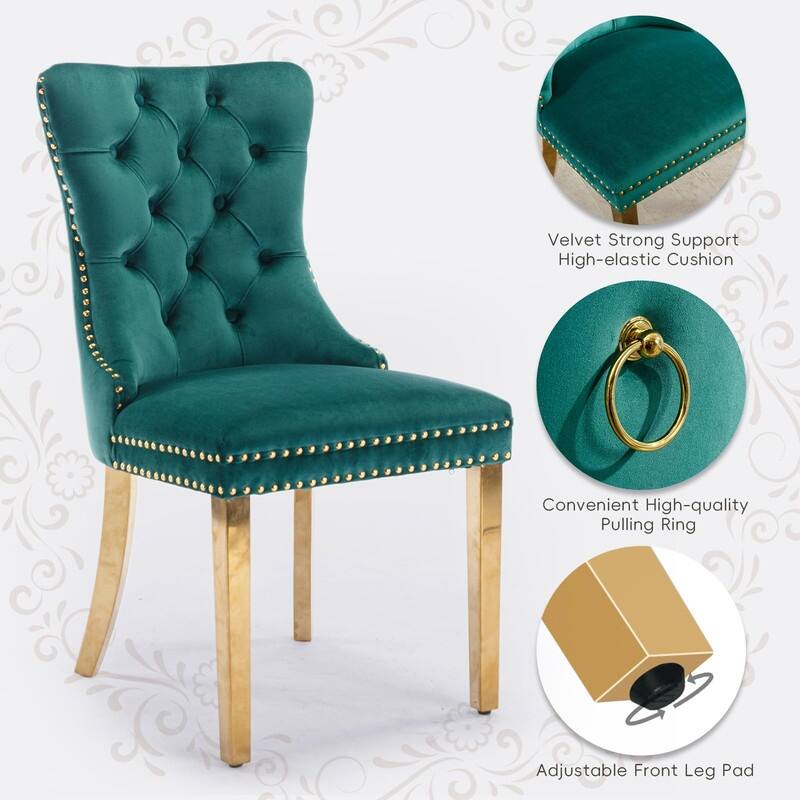 Tufted Naliheads Solid Wood Upholstered Dining Chairs (Set of 2)