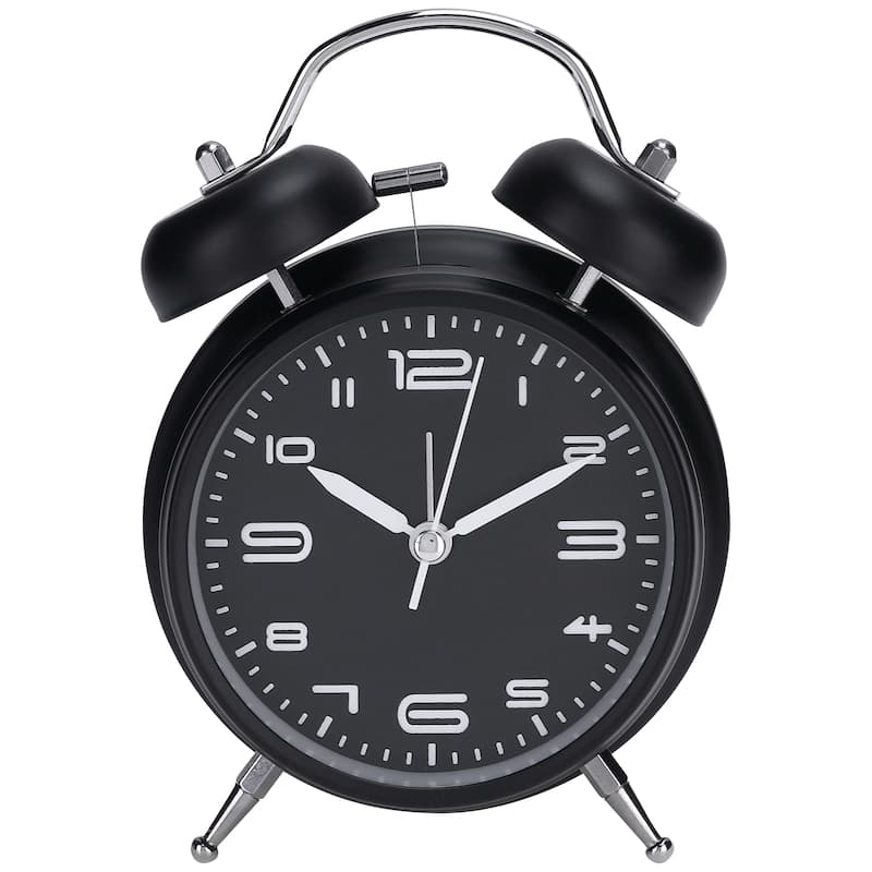 Old Fashioned Circle Loud Alarm Clock with Night Light Battery Operated for Heavy Sleepers Adults 6.7 x 3.9 x 2 inch