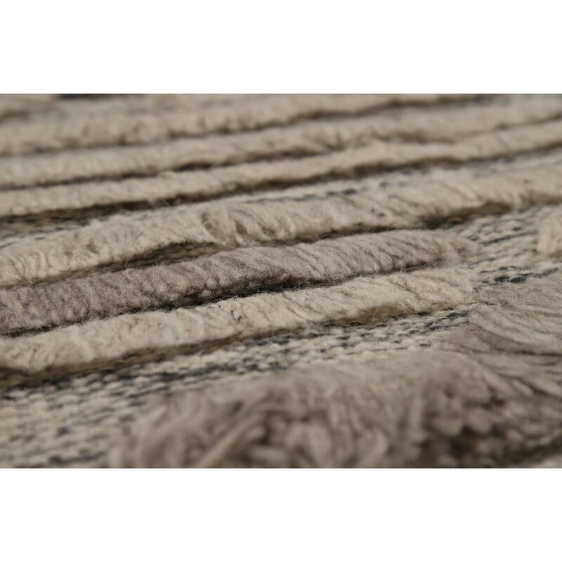 Striped Moroccan Shaggy Oriental Area Rug Handmade Wool Carpet - 5'8" x 8'3"