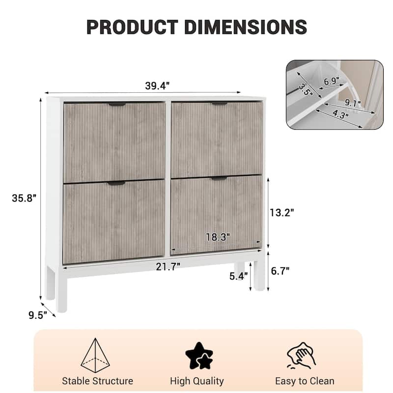 4-Door Farmhouse Shoe Storage Cabinet with Adjustable Shelves