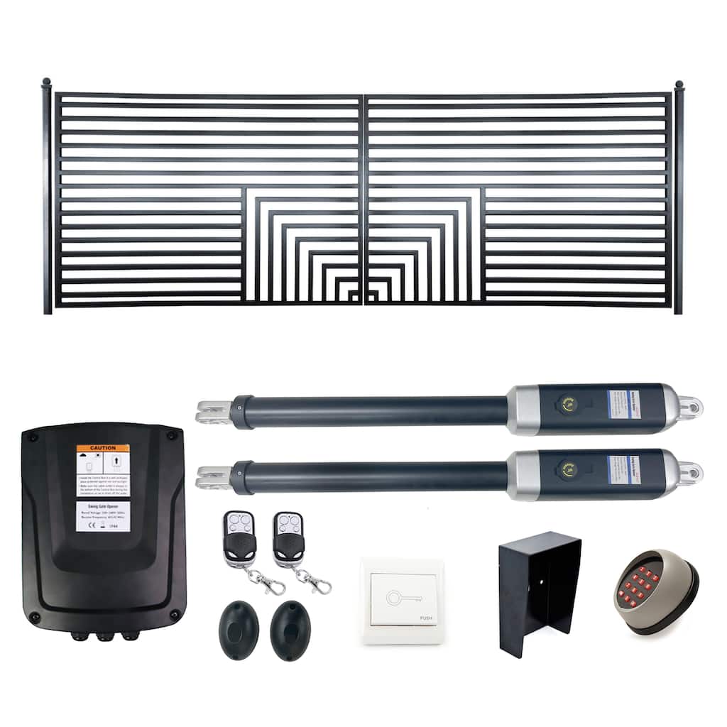 ALEKO Florence Style 16 x 6 feet Steel Dual Swing Driveway Gate with Opener