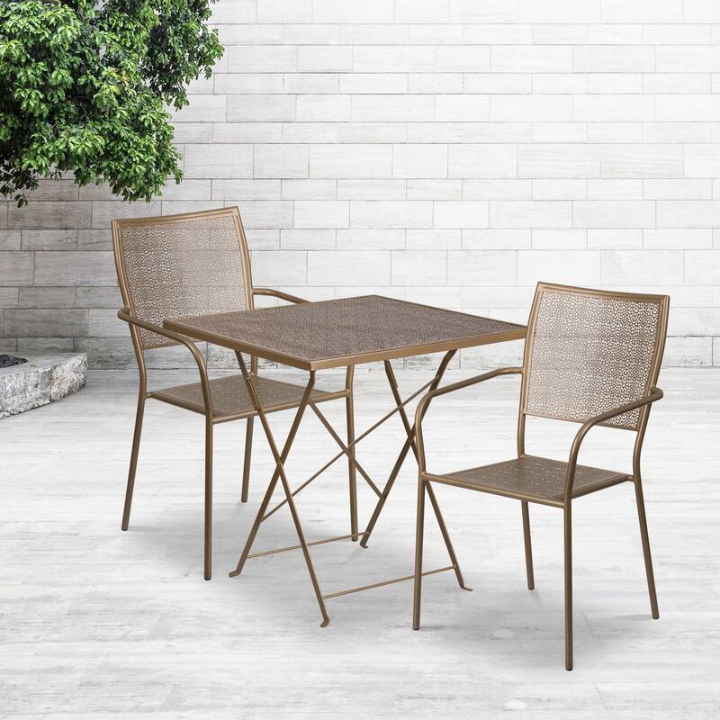 28-inch Square 3-piece Indoor/ Outdoor Folding Table and Chairs Set