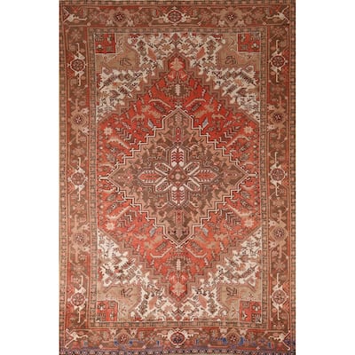 Geometric Heriz Persian Vintage Wool Carpet - 6'6"x 9'6"