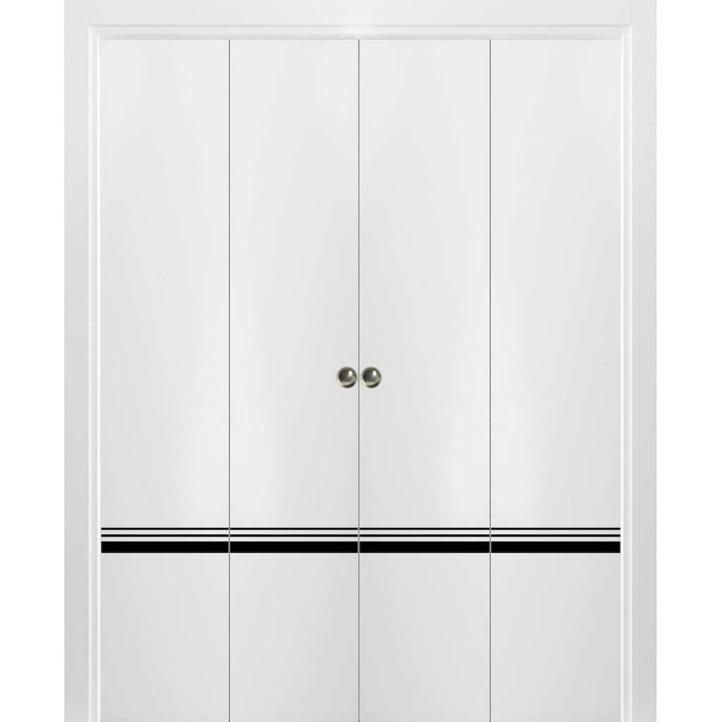Double Bi-fold Doors Planum 0012 White Silk with Sturdy Tracks