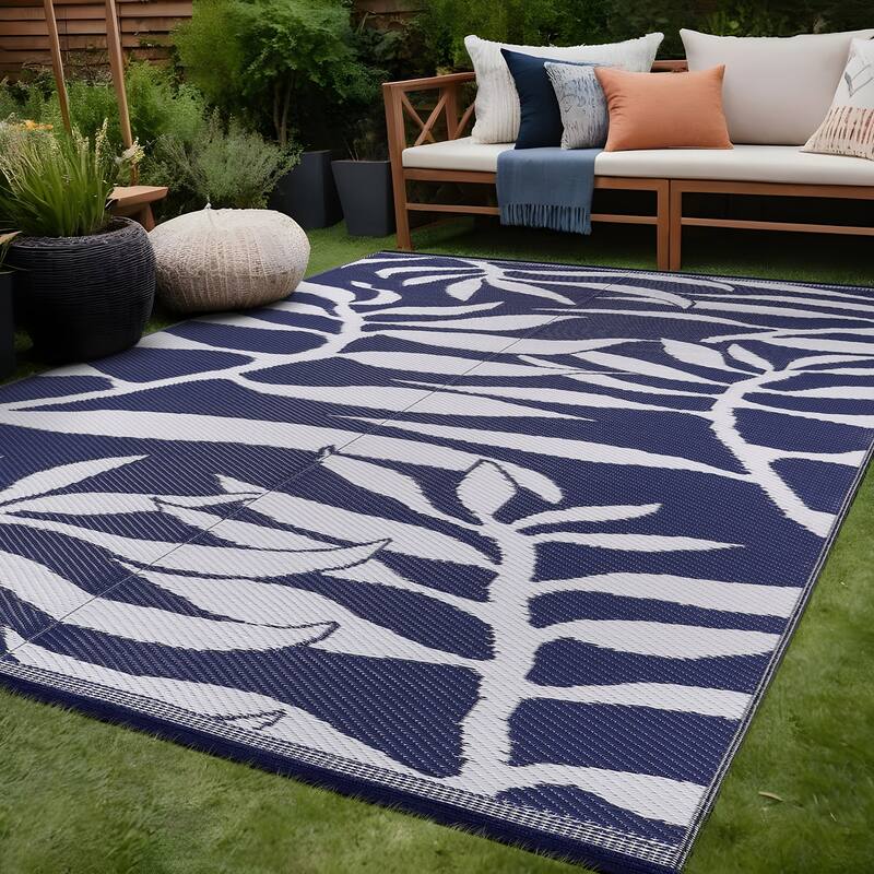 Beverly Rug Tropical Blue Reversible Outdoor Area Rug