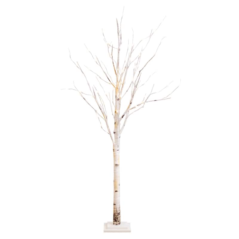 5' Pre-Lit Slim Birch Artificial Christmas Tree, Warm White LED Lights - 5 Foot