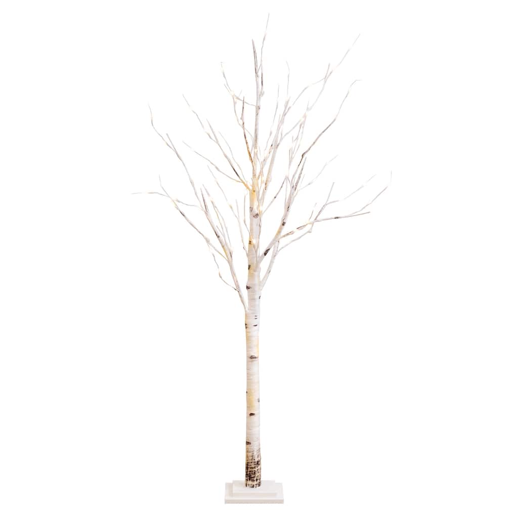 5' Pre-Lit Slim Birch Artificial Christmas Tree, Warm White LED Lights - 5 Foot