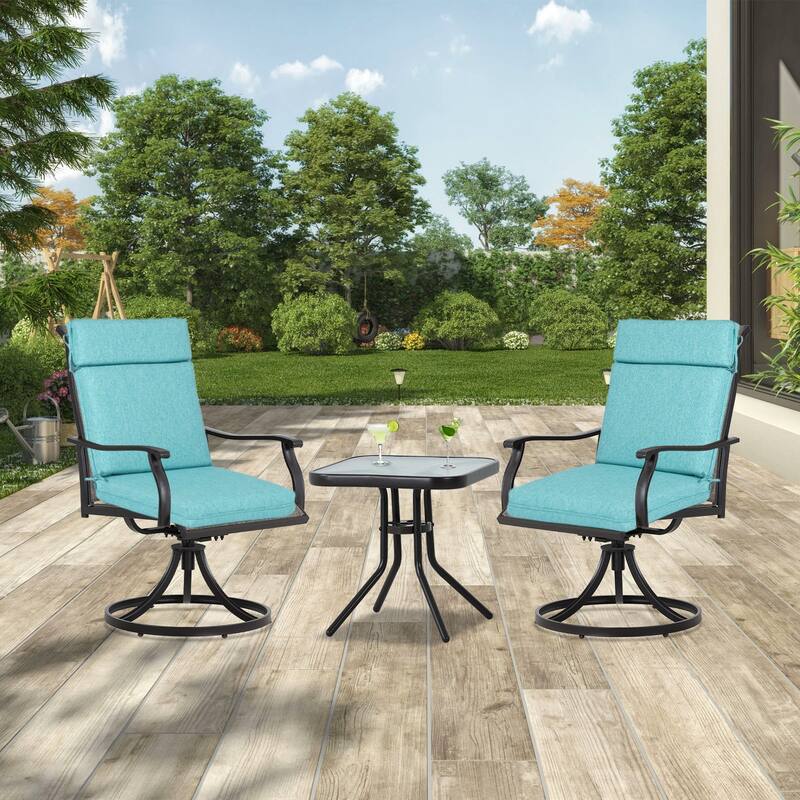 Aoodor Outdoor High Back Dining Chair Cushion Set, 44"x21"x3.2", Set of 2 - 44"x21"x3.2"