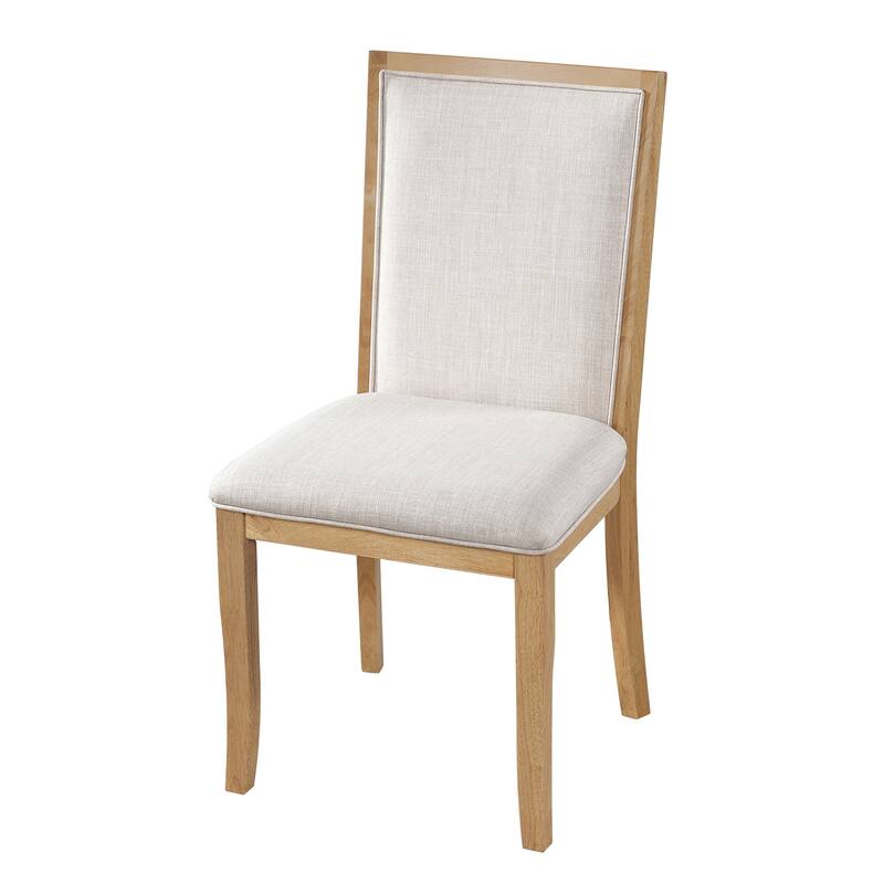 Farmhouse Round Extendable Dining Table Set for 4: 5-Piece Kitchen Table with Removable Leaf & 4 Upholstered Chairs