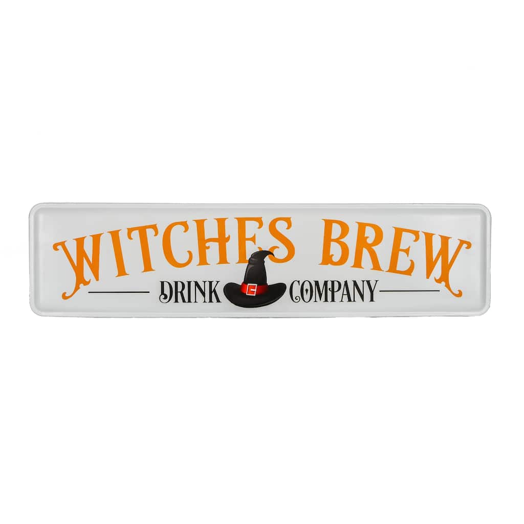National Tree Company Halloween 'Witches Brew Drink Company' Hanging Wall Decoration, White, Metal Construction, 31 Inches