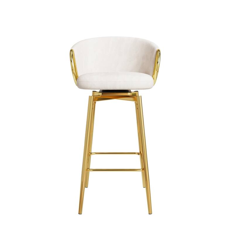 Counter Height Chairs Set of 2, Velvet Upholstered Kitchen Island Chair with Back, Dining Chairs with Metal Legs