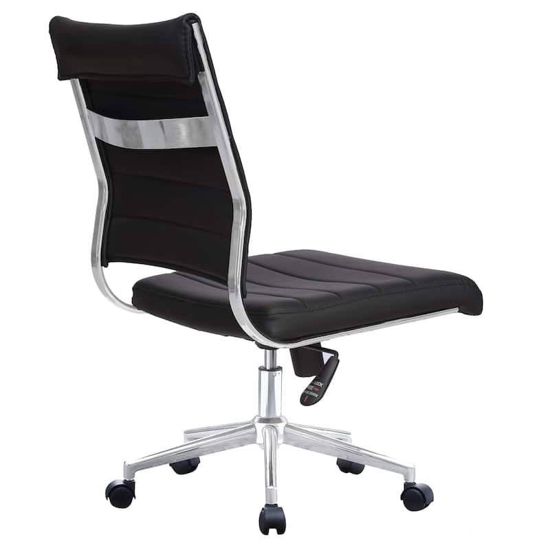 (Retired) Ergonomic Executive Mid back PU Leather Office Chair Armless Side No Arms Tilt With Wheels and Padded Cushioned Seat