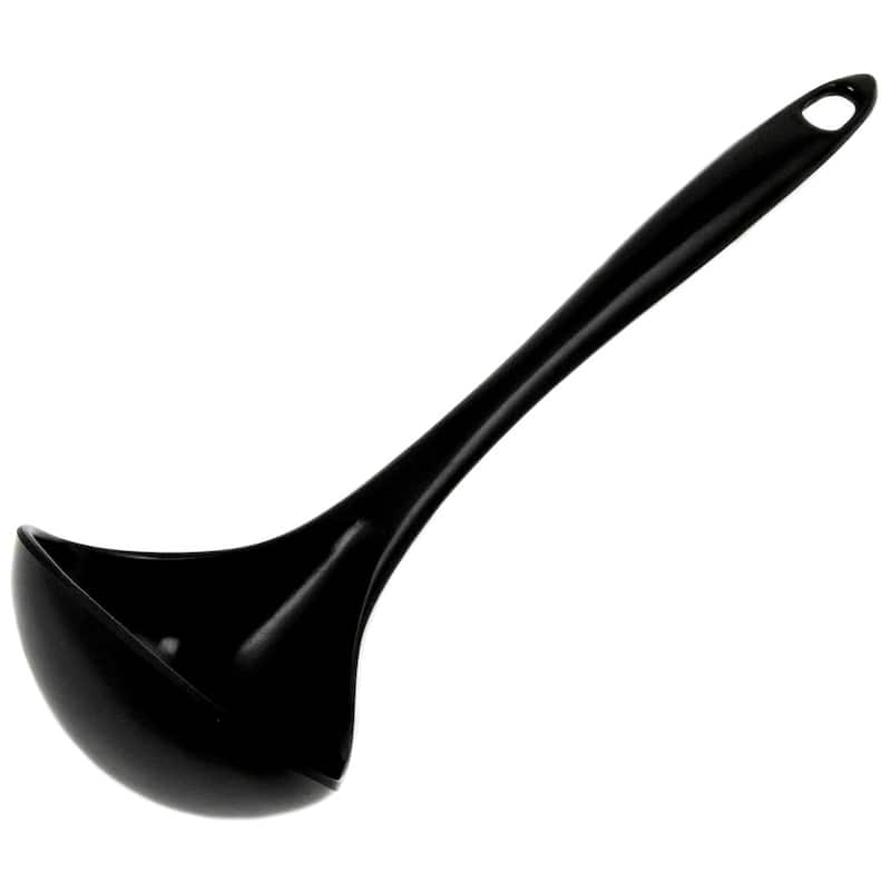 Chef Craft 10.5" Long Melamine Serving & Cooking Ladle - Dishwasher Safe Soup Spoon - 1 Pack - Black