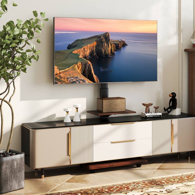 Gymax Rolling TV Stand on Wheels w/30 Degree Tilt Mount Adjustable