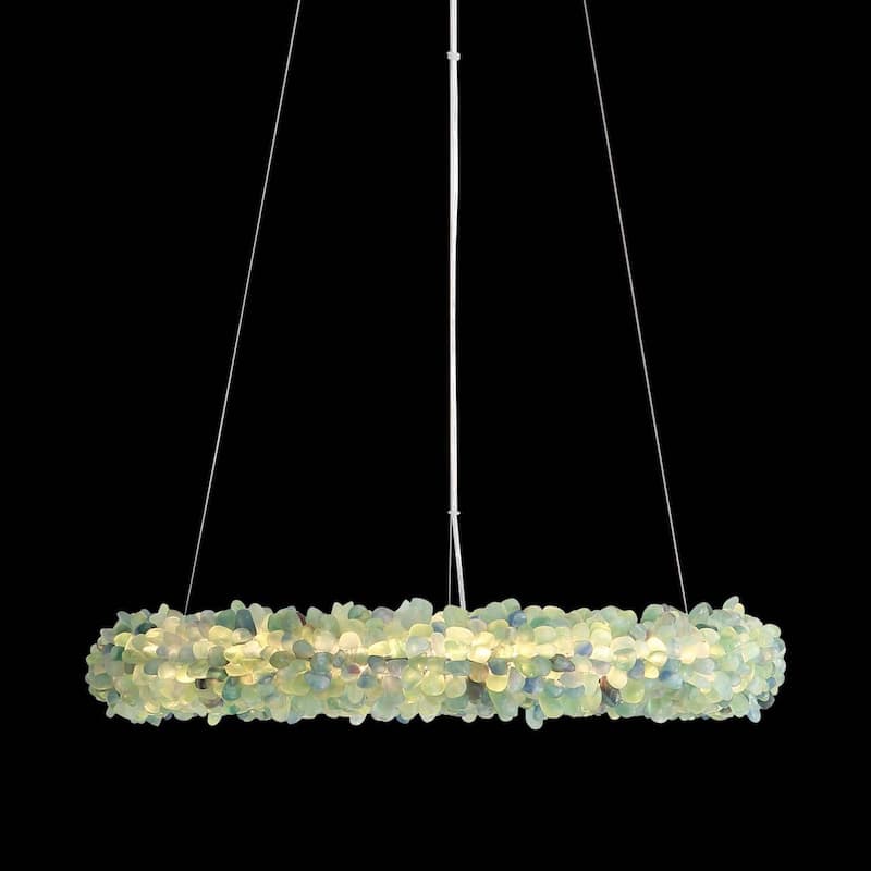 Golden Lighting 6884-22 Corallo 22" Wide Ring Chandelier - Turquoise