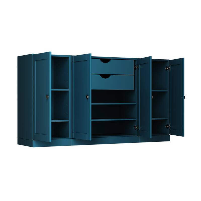 Palace Imports 100% Solid Wood 65" Sideboard with Shaker Doors, 2-Drawers & Adjustable Shelves