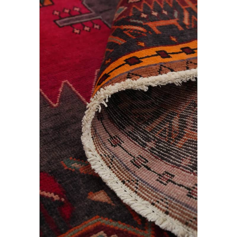 Hand Knotted Oriental 100% Wool Carpet Traditional Tribal Red Tabriz Runner Rug - 9' 6'' X 3' 11''