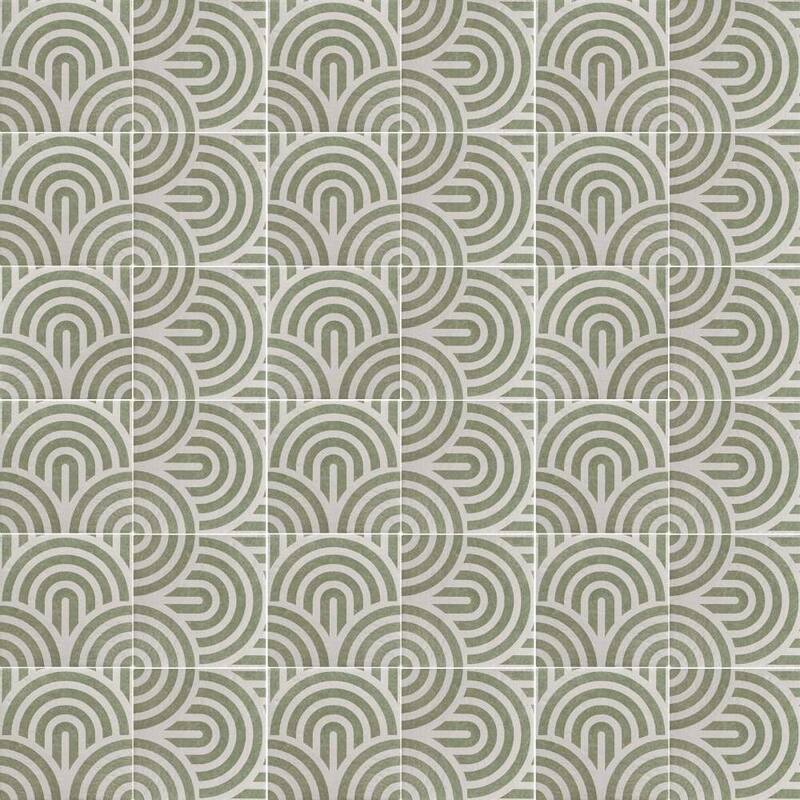 Verity Waves 8x8 Matte Porcelain Encaustic Tile - Floor, Wall, Backsplash