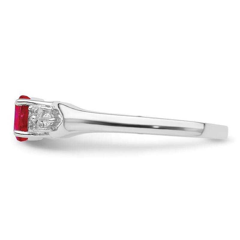 Curata 925 Sterling Silver Polished Open back Ruby and White Sapphire Ring