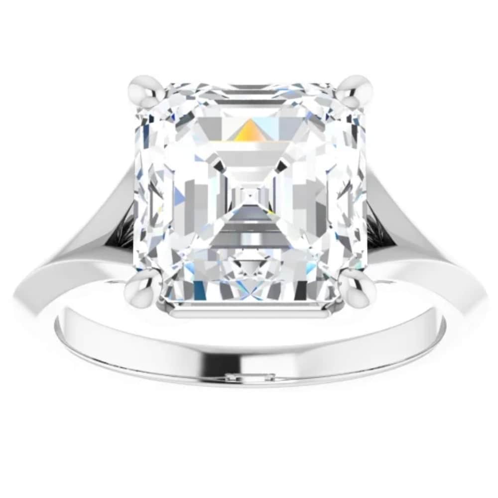 Bliss Diamond 4Ct Moissanite Asscher Cut Engagement Solitaire Ring 14k White or Yellow Gold