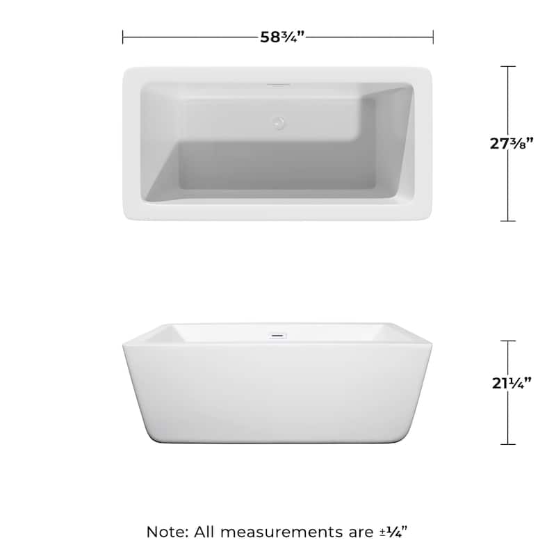 Wyndham Collection Laura 59" Free Standing Acrylic Soaking Tub with