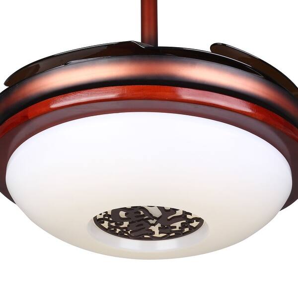 Shop Round Retractable 4 Blades Led Ceiling Fan With Remote Free